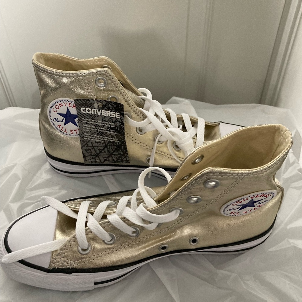NWT Converse Metallic Gold High-Tops Shoes Sneakers